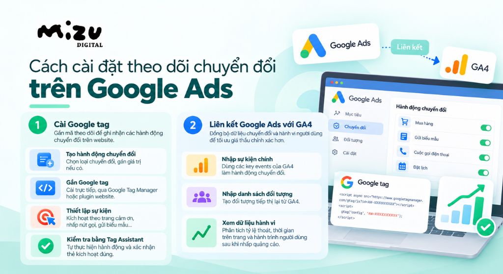 Cách cài đặt theo dõi chuyển đổi trên Google Ads