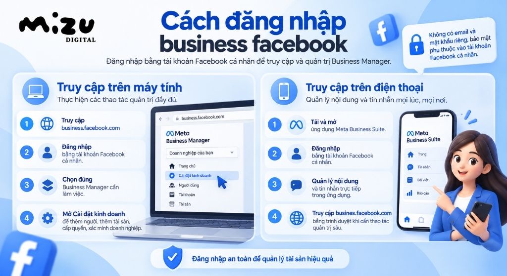 Cách đăng nhập business facebook