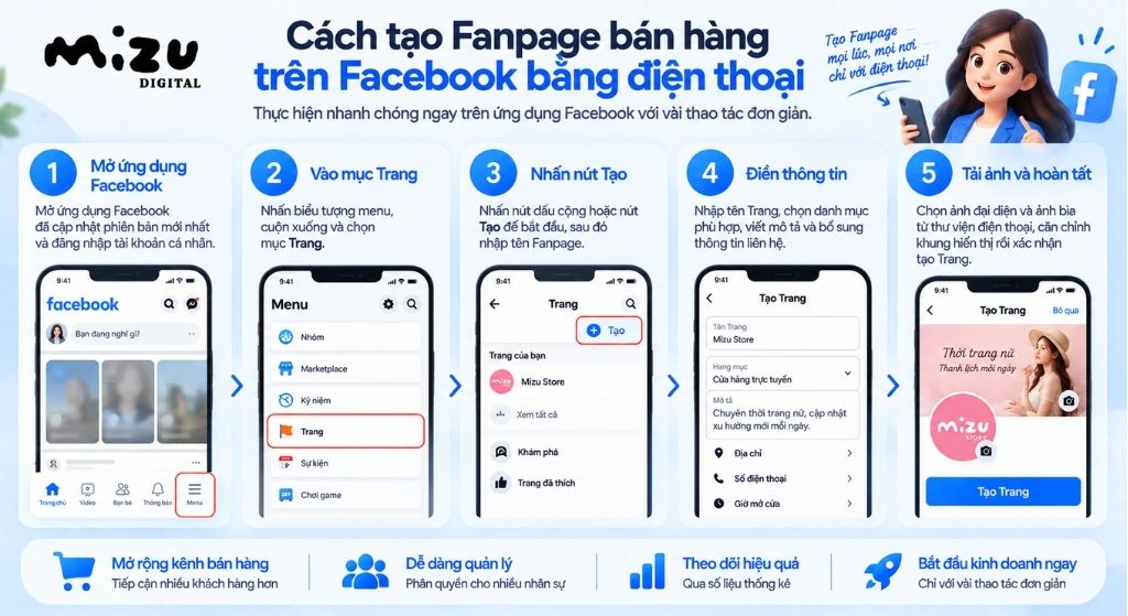 Cách tạo Fanpage bán hàng trên Facebook bằng điện thoại