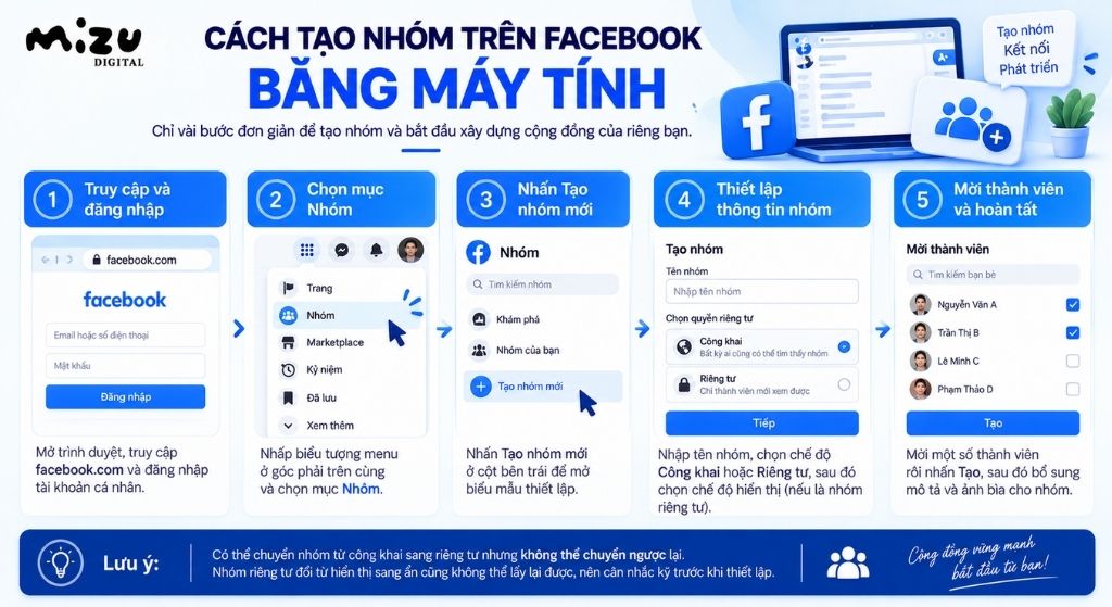 Cách tạo nhóm trên Facebook bằng máy tính