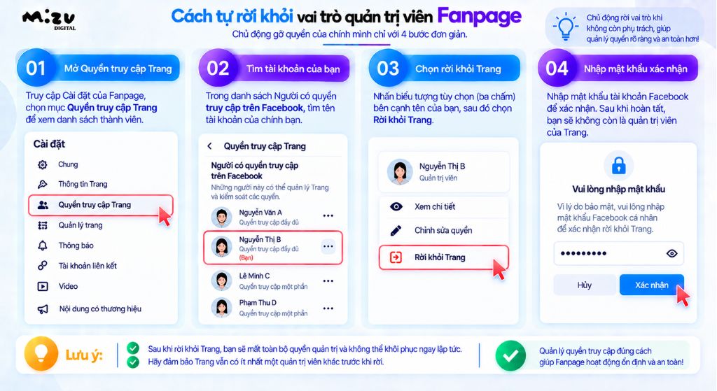 Cách tự rời khỏi vai trò quản trị viên