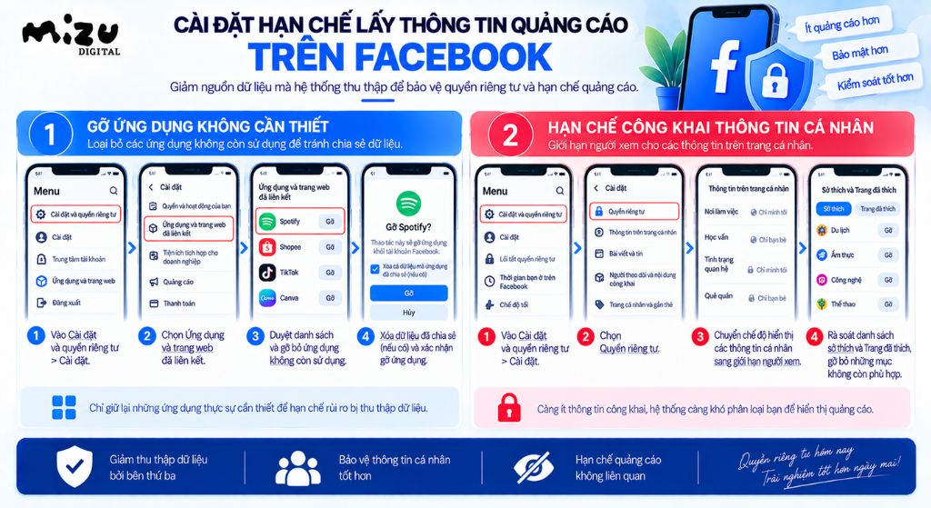 Cài đặt hạn chế lấy thông tin quảng cáo trên Facebook