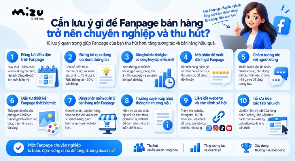 Cần lưu ý để Fanpage bán hàng trở nên chuyên nghiệp và thu hút