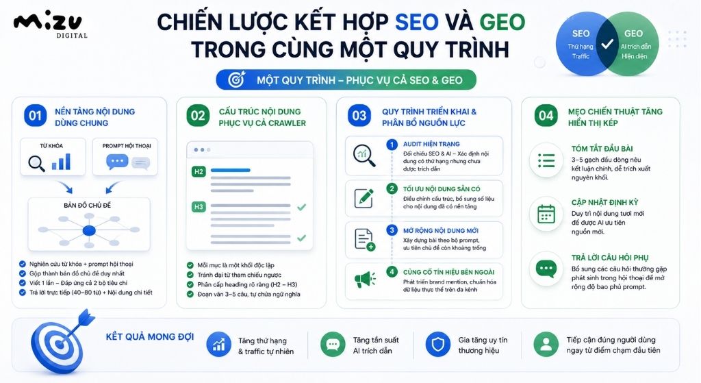 Chiến lược kết hợp SEO và GEO trong cùng một quy trình
