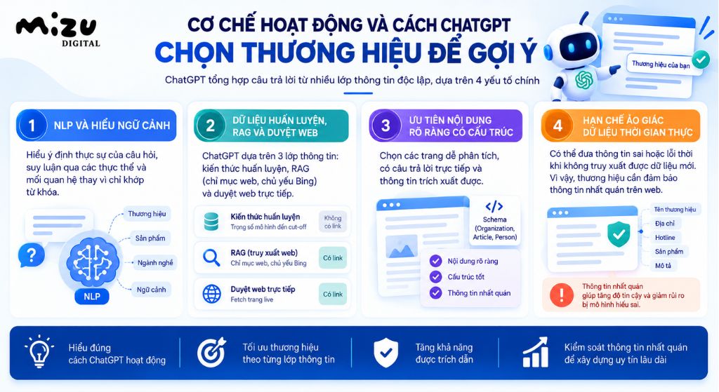 Cơ chế hoạt động và cách ChatGPT chọn thương hiệu để gợi ý