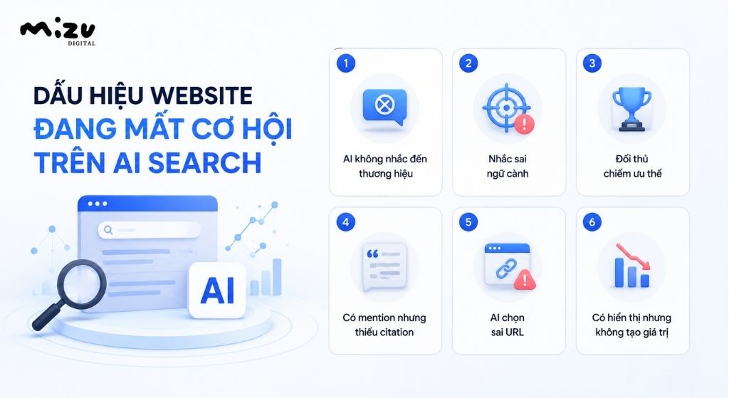 Dấu hiệu website đang mất cơ hội trên AI Search