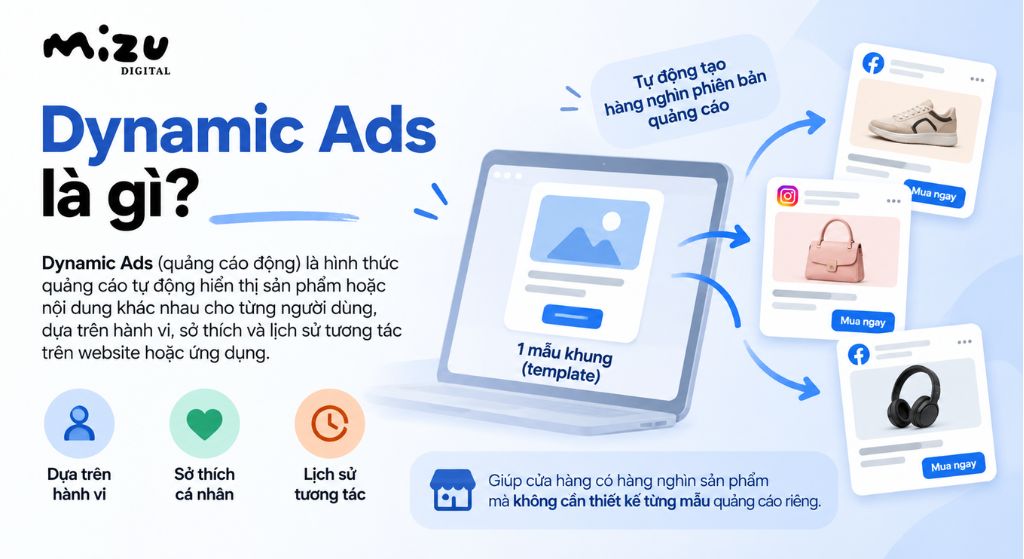 Dynamic Ads tự động hiển thị sản phẩm theo hành vi người dùng