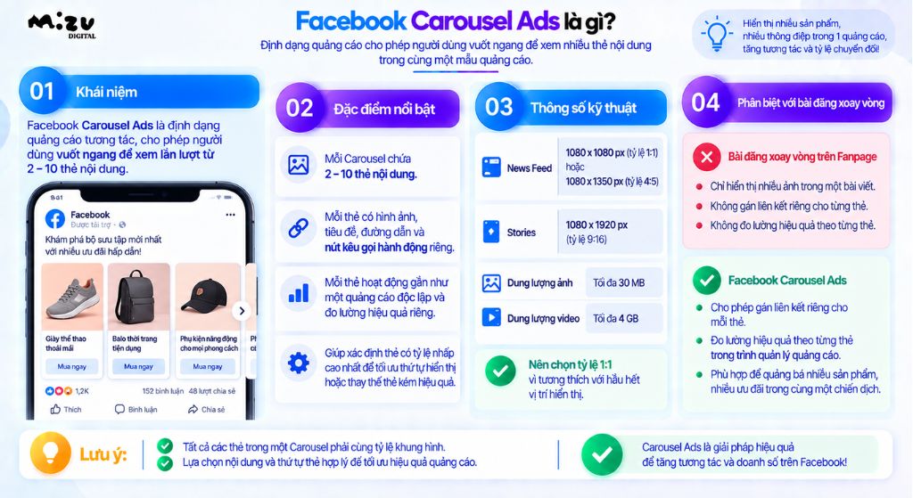 Facebook Carousel Ads là định dạng quảng cáo tương tác