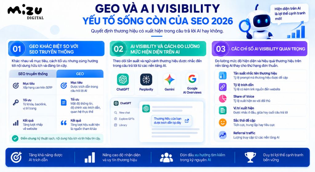 GEO và AI Visibility yếu tố sống còn của SEO