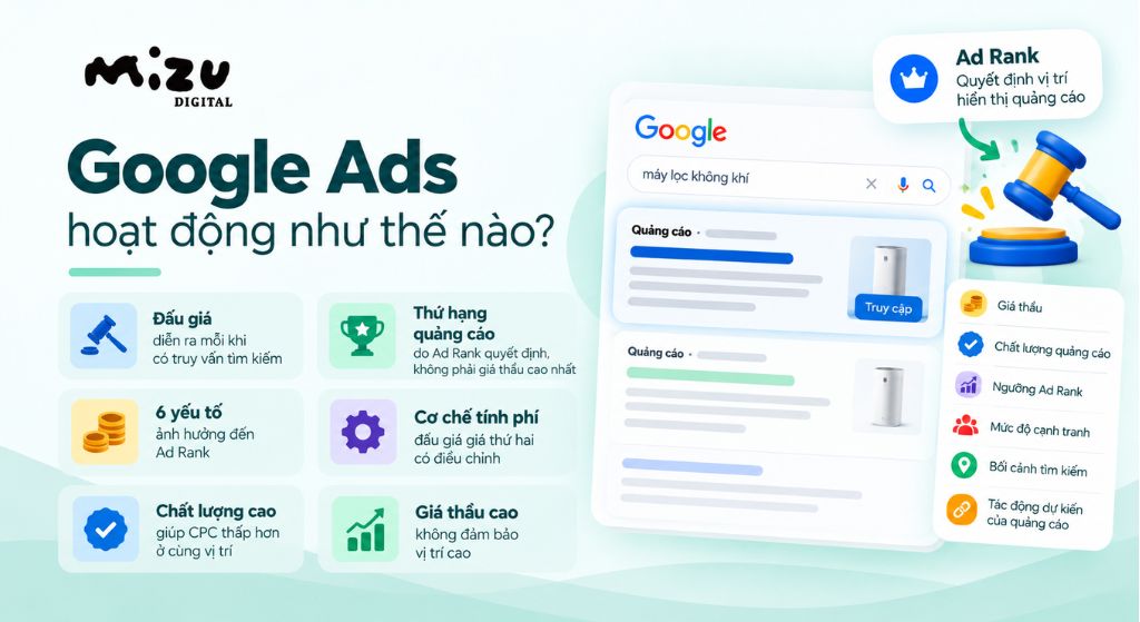 Google Ads hoạt động theo cơ chế đấu giá