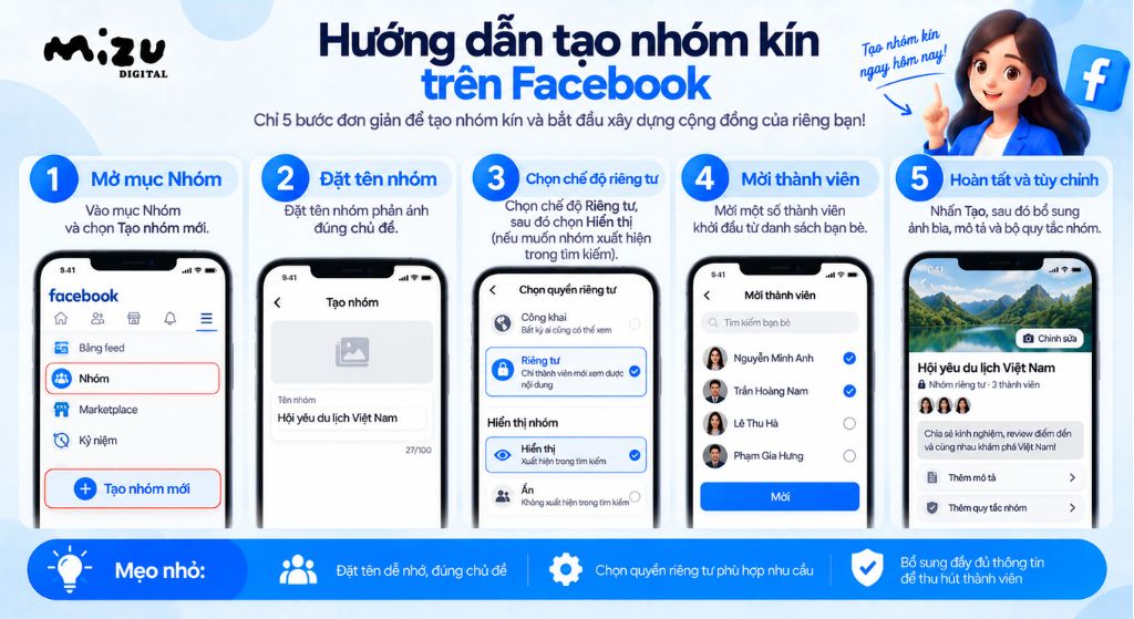 Hướng dẫn tạo nhóm kín trên Facebook