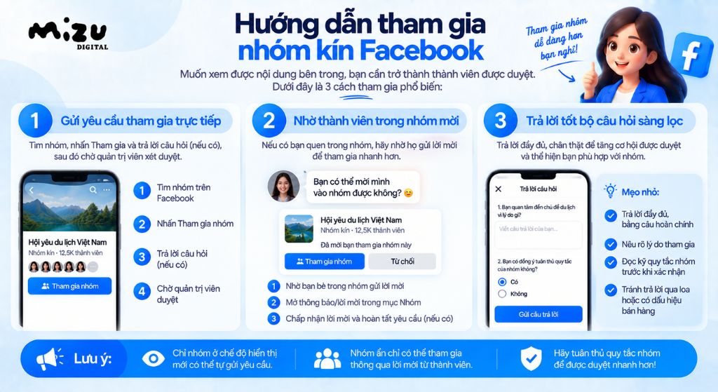 Hướng dẫn tham gia nhóm kín Facebook