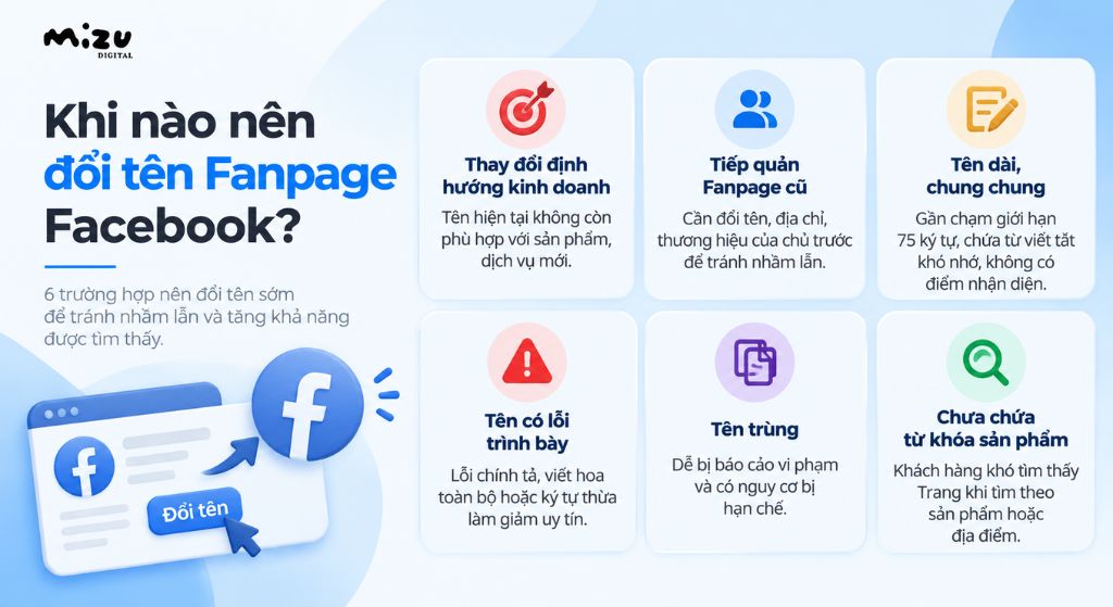 Nên đổi tên Fanpage khi tên hiện tại không còn phản ánh đúng thương hiệu