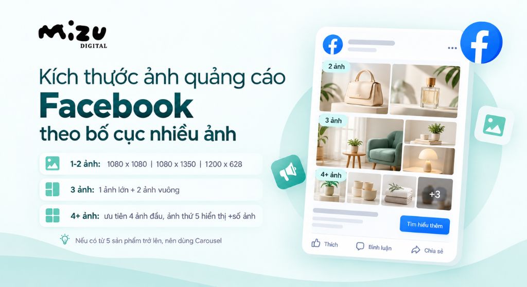Kích thước ảnh quảng cáo Facebook theo bố cục nhiều ảnh