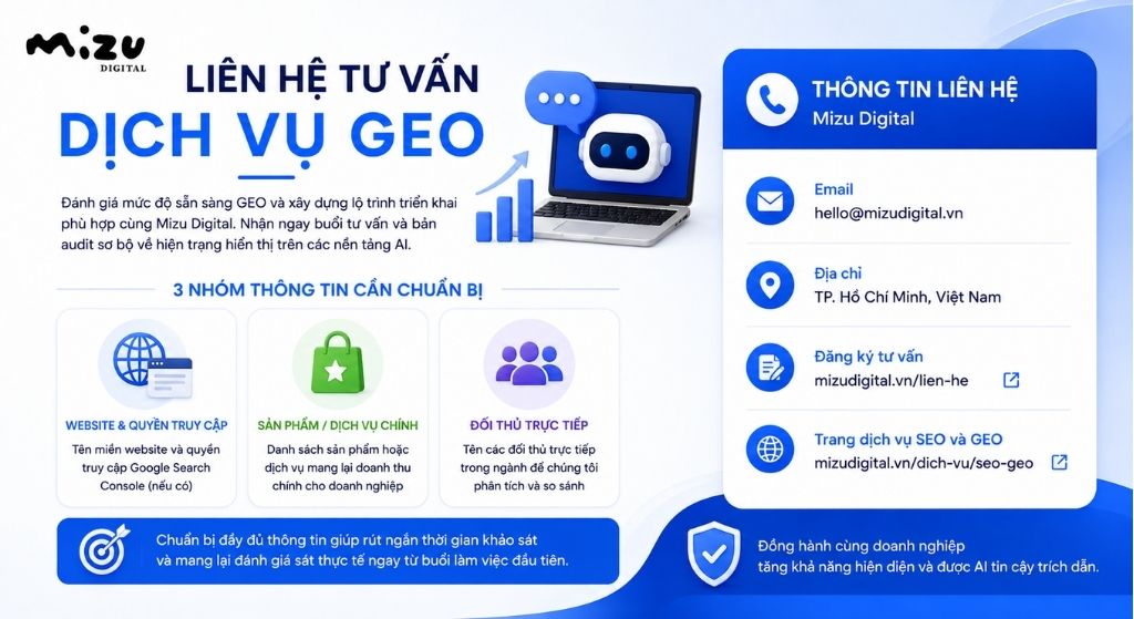 Liên hệ tư vấn dịch vụ GEO