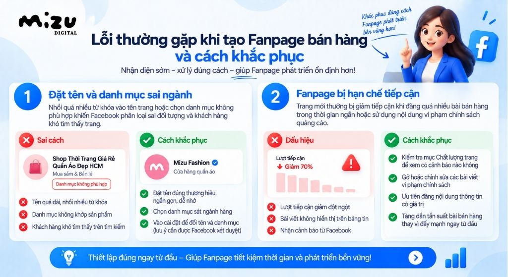 Lỗi thường gặp khi tạo Fanpage bán hàng và cách khắc phục