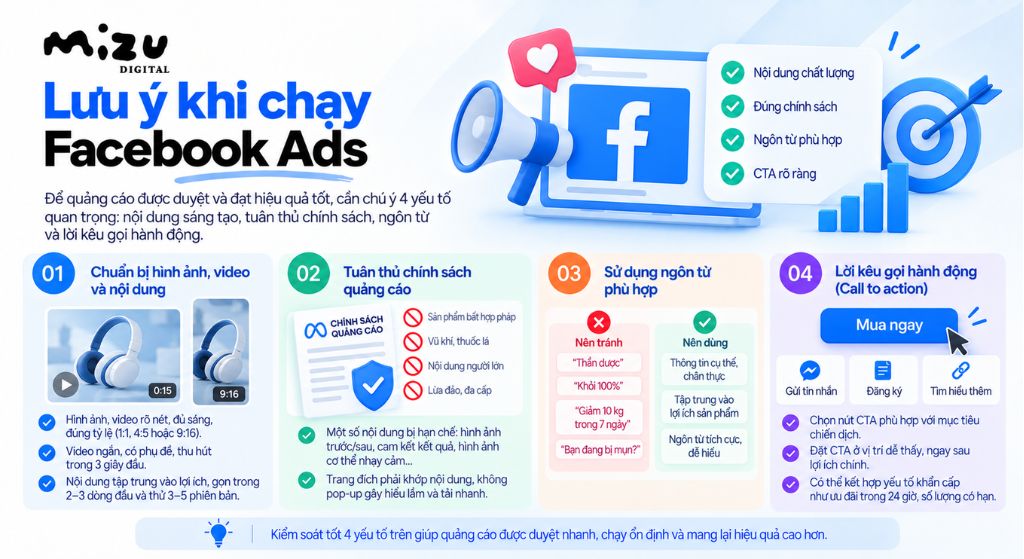 Lưu ý khi chạy Facebook Ads
