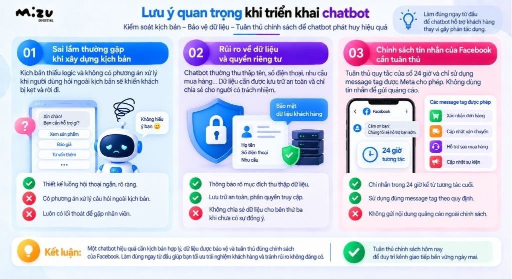 Lưu ý quan trọng khi triển khai chatbot