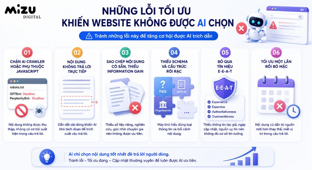 Những lỗi tối ưu khiến website không được AI chọn