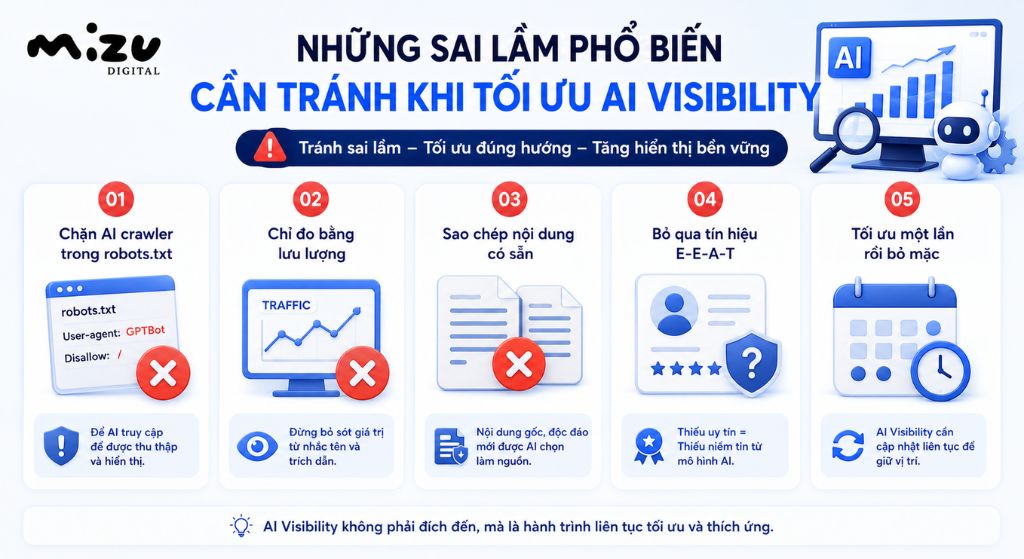 Những sai lầm phổ biến cần tránh khi tối ưu AI Visibility