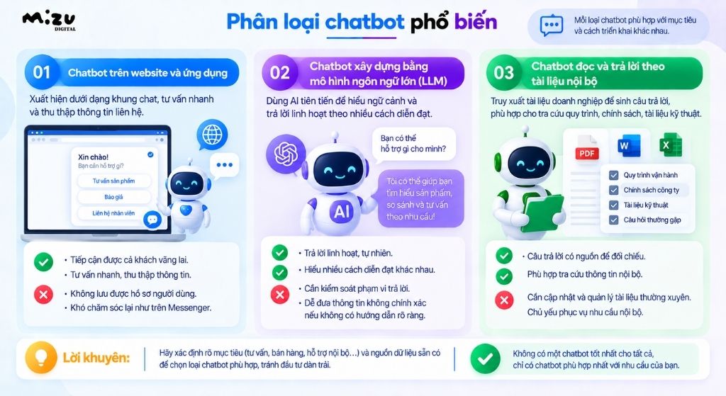 Phân loại chatbot phổ biến