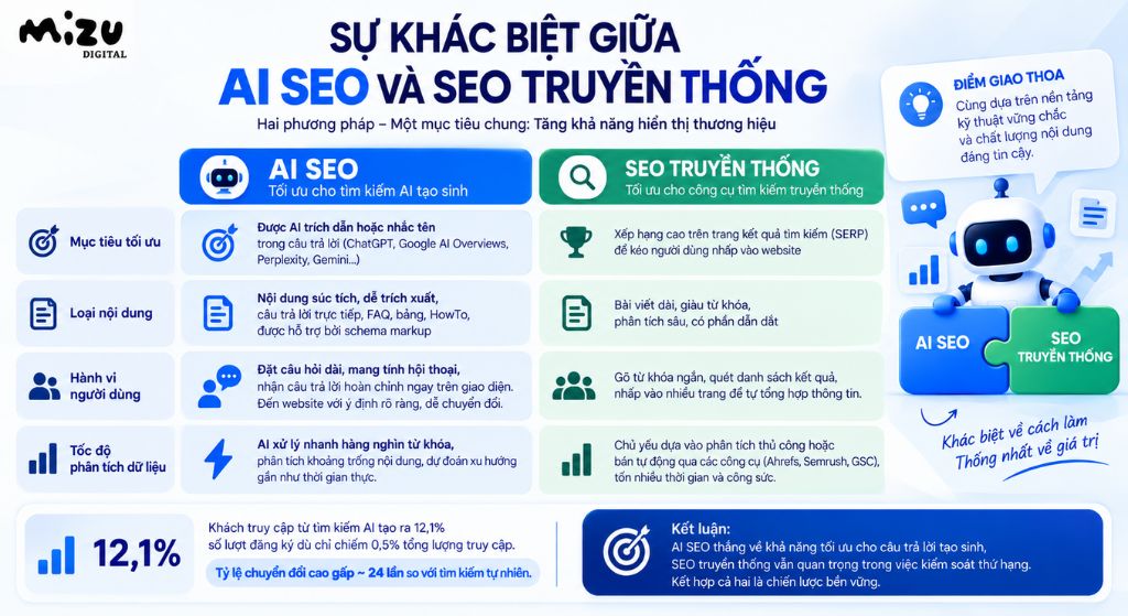 Sự khác biệt giữa AI SEO và SEO truyền thống