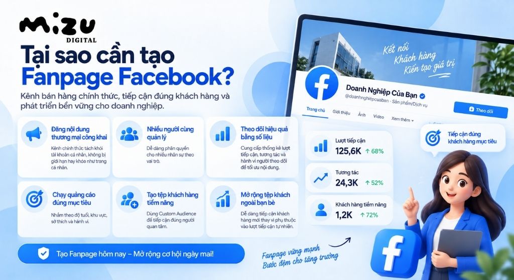 Cần tạo Fanpage Facebook