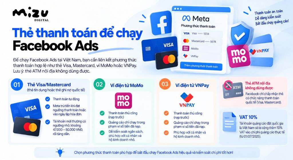 Thẻ thanh toán để chạy Facebook Ads