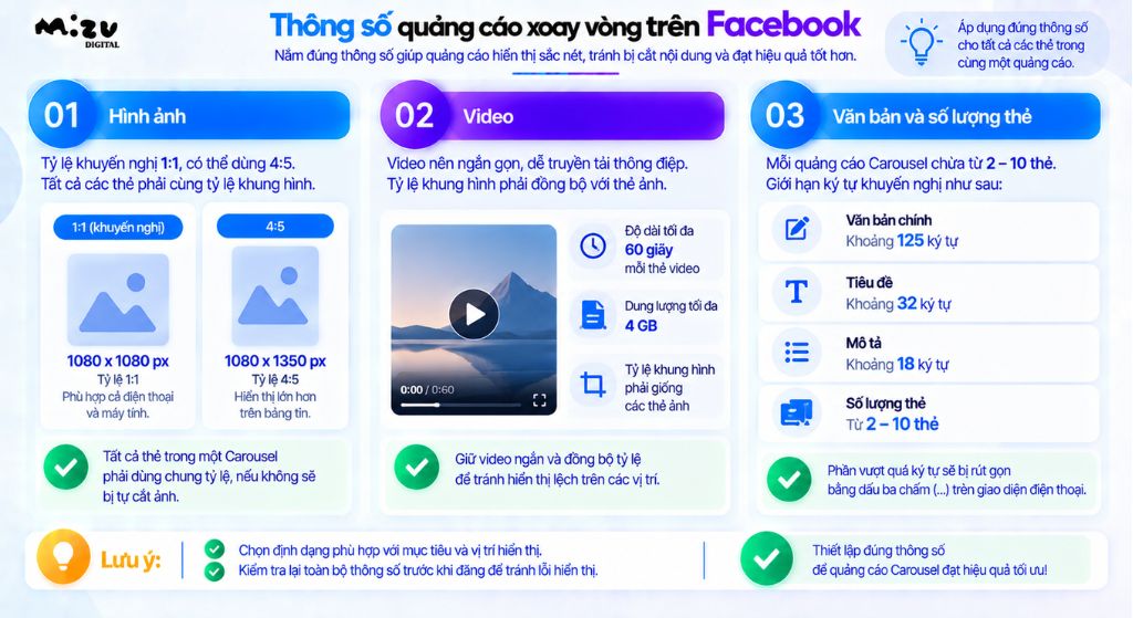 Thông số quảng cáo xoay vòng trên Facebook