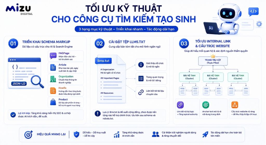 Tối ưu kỹ thuật cho công cụ tìm kiếm tạo sinh