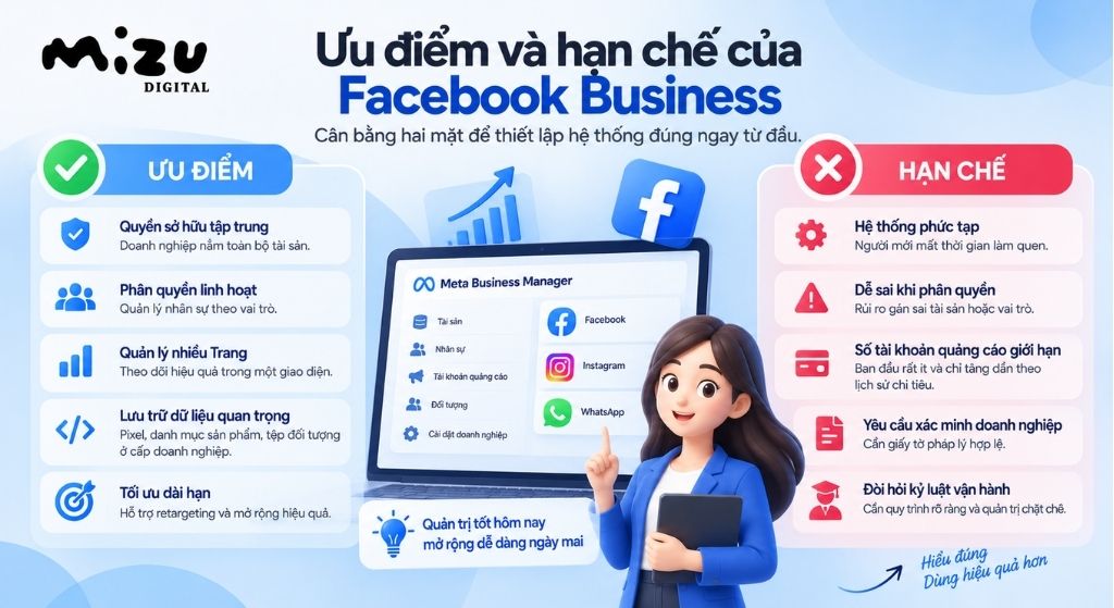 Ưu điểm và hạn chế của Facebook Business