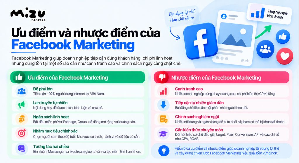 Ưu điểm và nhược điểm của Facebook Marketing