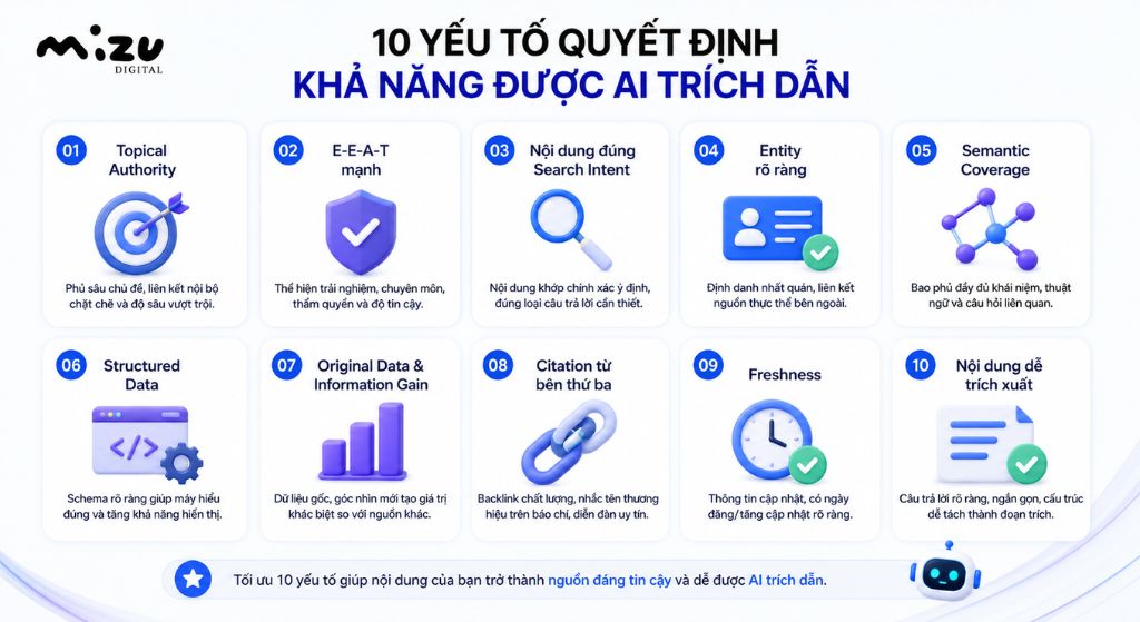 Những yếu tố quyết định khả năng được AI trích dẫn