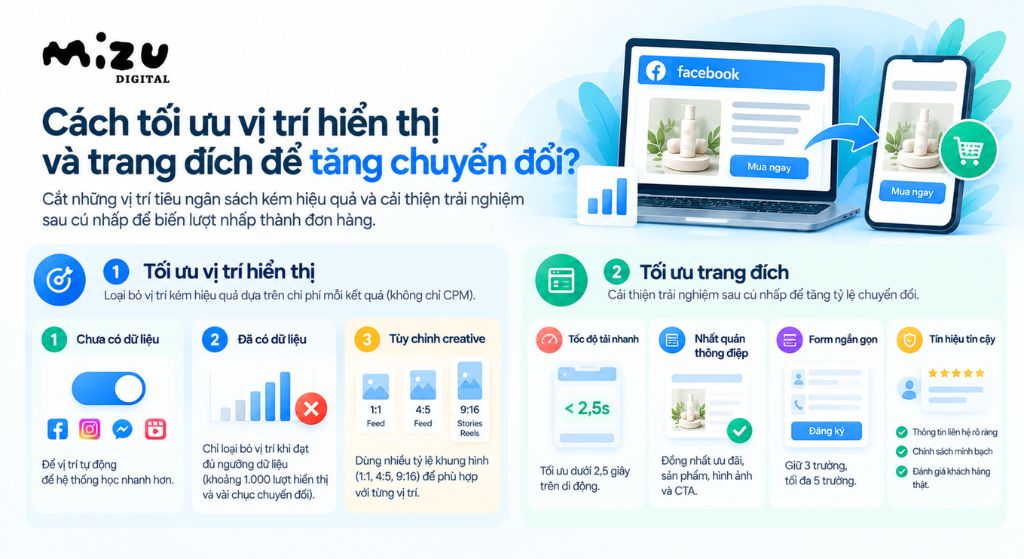 Cách tối ưu vị trí hiển thị và trang đích để tăng chuyển đổi