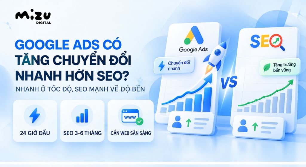 Google Ads giúp tăng chuyển đổi nhanh hơn SEO