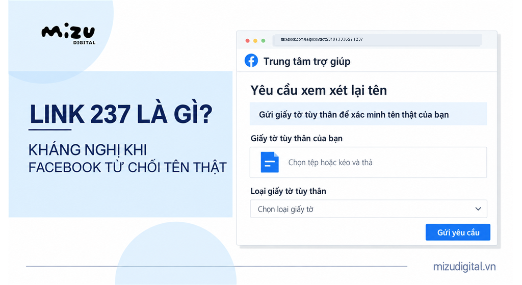 Link 237 là gì? Hướng dẫn kháng nghị khi đổi tên Facebook bị từ chối 2026
