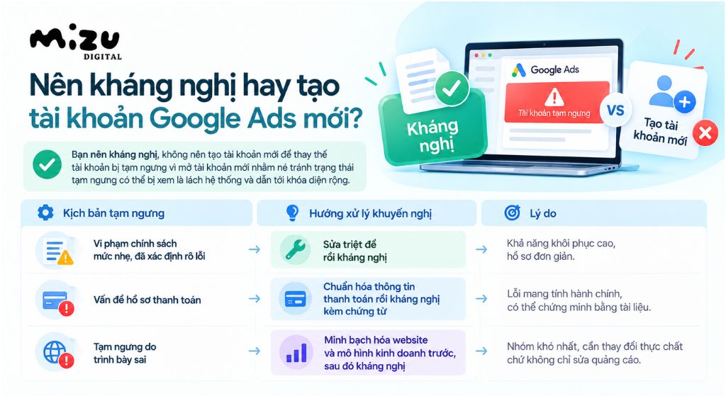Nên kháng nghị tài khoản Google Ads