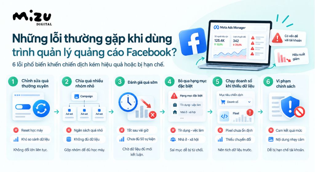 Những lỗi thường gặp khi dùng trình quản lý quảng cáo Facebook?