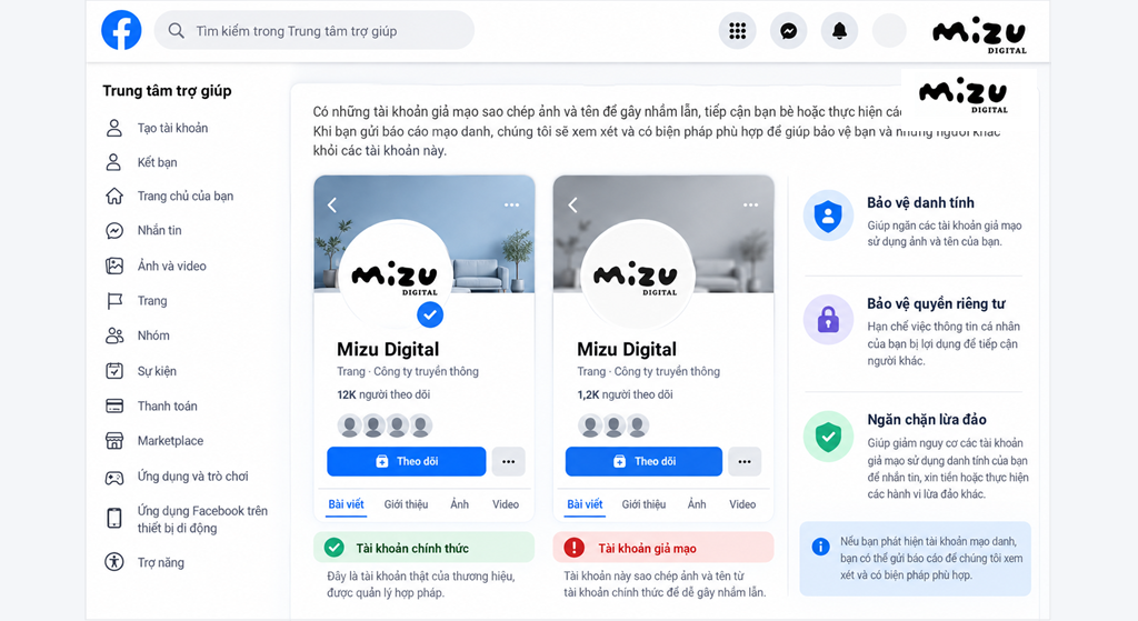 Link 948 giúp Meta xác minh danh tính và xử lý tài khoản mạo danh