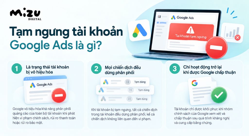 Cách khắc phục tài khoản Google Ads bị tạm ngưng với 5 bước kháng nghị